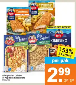 Albert Heijn Alle iglo fish cuisine of kapiteins klassiekers aanbieding