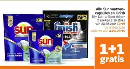 Albert Heijn Alle Sun vaatwas capsules en Finish aanbieding