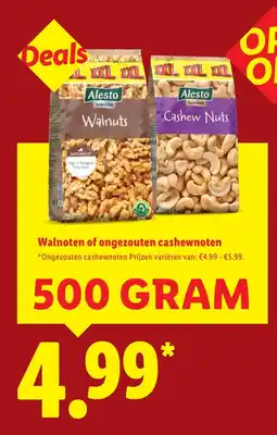 Lidl Walnoten of ongezouten cashewnoten aanbieding