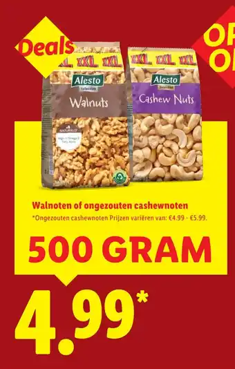 Lidl Walnoten of ongezouten cashewnoten aanbieding