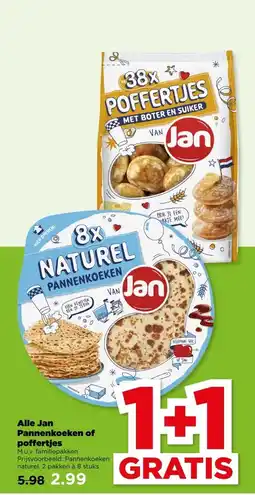 PLUS Alle Jan Pannenkoeken of poffertjes aanbieding