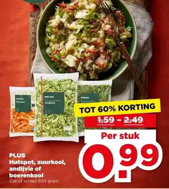 PLUS PLUS Hutspot, zuurkool, andijvie of boerenkool aanbieding