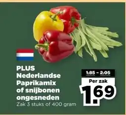 PLUS PLUS Nederlandse Paprikamix of snijbonen ongesneden aanbieding