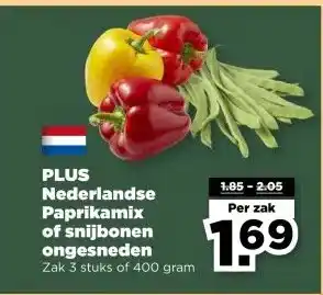 PLUS PLUS Nederlandse Paprikamix of snijbonen ongesneden aanbieding
