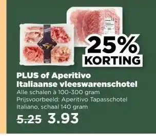 PLUS PLUS of Aperitivo Italiaanse vleeswarenschotel aanbieding