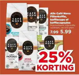PLUS Alle Café Nova Filterkoffie, koffiecups of koffiecapsules aanbieding