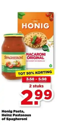 PLUS Honig Pasta, Heinz Pastasaus of Spagheroni aanbieding