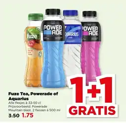 PLUS Fuze Tea, Powerade of Aquarius aanbieding
