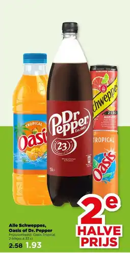 PLUS Alle Schweppes, Oasis of Dr. Pepper aanbieding
