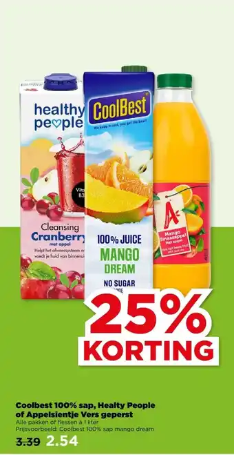 PLUS Coolbest 100% sap, Healty People of Appelsientje Vers geperst aanbieding