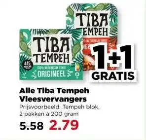 PLUS Alle Tiba Tempeh Vleesvervangers aanbieding