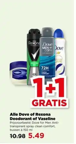 PLUS Alle Dove of Rexona Deodorant of Vaseline aanbieding