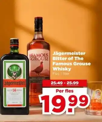PLUS Jägermeister Bitter of The AMOUS Famous Grouse Whisky aanbieding