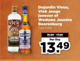 PLUS Dujardin Vieux, Vlek Jonge jenever of Weduwe Joustra Beerenburg aanbieding