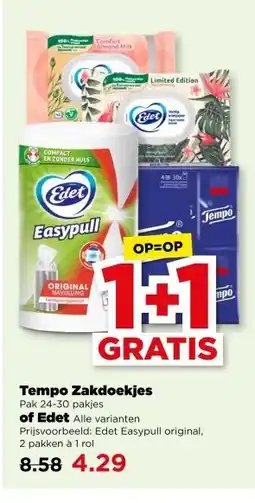 PLUS Tempo Zakdoekjes of Edet aanbieding