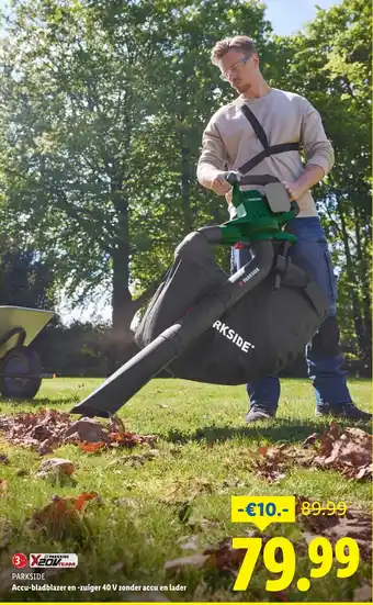 Lidl Parkside accu bladblazer en zuiger 40 V zonder accu en lader aanbieding