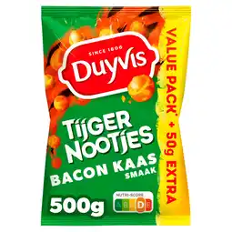 PLUS Duyvis Tijgernoten bacon/cheese 500G aanbieding