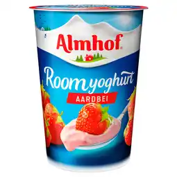 PLUS Almhof Roomyoghurt aardbei aanbieding
