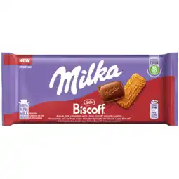 PLUS Milka Chocoladereep biscoff aanbieding