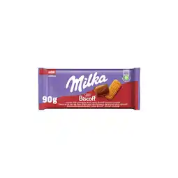 PLUS Milka Chocoladereep biscoff aanbieding