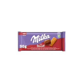 PLUS Milka Chocoladereep biscoff aanbieding
