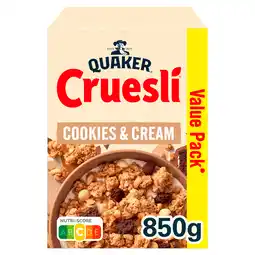 PLUS Quaker Cruesli Cookies & Cream GVP aanbieding