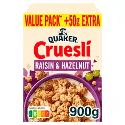 PLUS Quaker Cruesli Rozijn GVP aanbieding