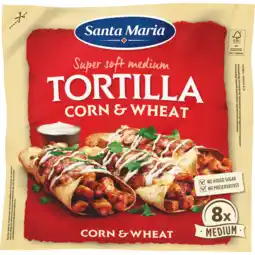 PLUS Santa maria Tortilla wrap Corn & Wheat pak 8st aanbieding