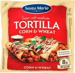 PLUS Santa maria Tortilla wrap Corn & Wheat pak 8st aanbieding