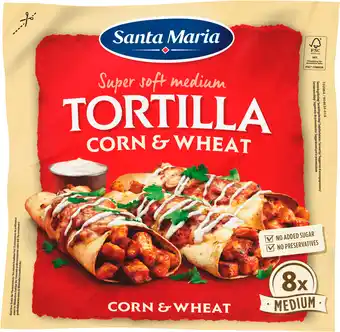 PLUS Santa maria Tortilla wrap Corn & Wheat pak 8st aanbieding