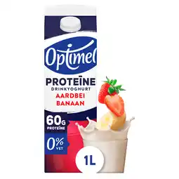 PLUS Optimel Drinkyoghurt Proteïne Aardbei Banaan aanbieding