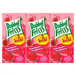 PLUS Dubbelfrisss 1Kcal Framboos & cranberry aanbieding