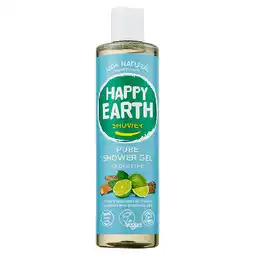 PLUS Happy Earth 100% Natuurlijke Douchegel Cedar Lime aanbieding