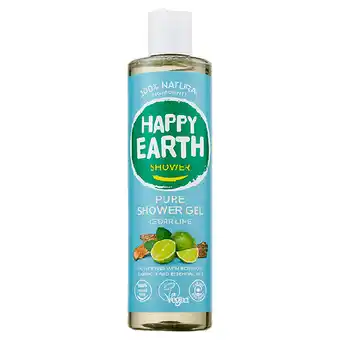 PLUS Happy Earth 100% Natuurlijke Douchegel Cedar Lime aanbieding