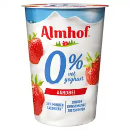 PLUS Almhof 0% vet yoghurt Aardbei aanbieding