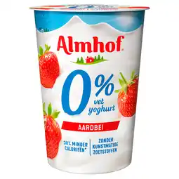 PLUS Almhof 0% vet yoghurt Aardbei aanbieding