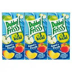 PLUS Dubbelfrisss 1kcal Appel & perzik aanbieding