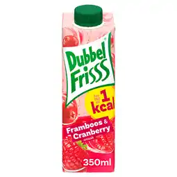 PLUS Dubbelfrisss 1Kcal framboos & cranberry aanbieding