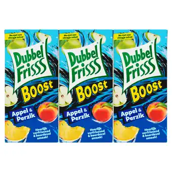 PLUS Dubbelfrisss Boost appel & perzik aanbieding