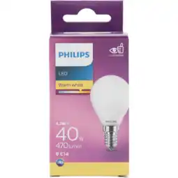 PLUS Philips LED kogel 40W E14 aanbieding