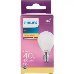 PLUS Philips LED kogel 40W E14 aanbieding