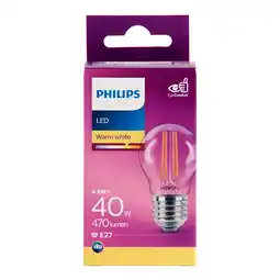 PLUS Philips LED filament kogel 40W E27 box aanbieding