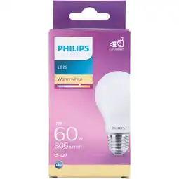 PLUS Philips LED bulb 60W E27 aanbieding