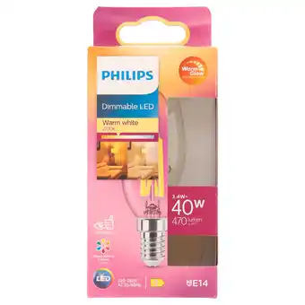 PLUS Philips LED 40W kaars E14 helder dimbaar aanbieding