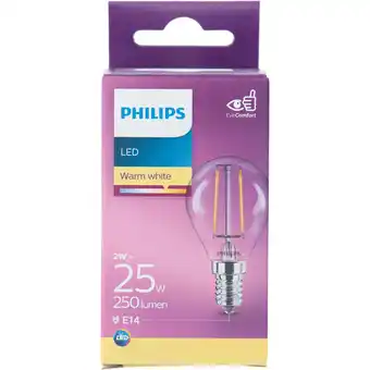 PLUS Philips LED filament kogel 25W E14 box aanbieding