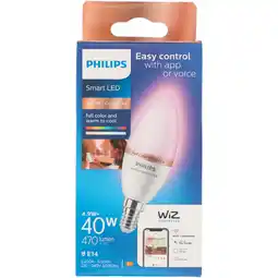 PLUS Philips Smart LED 40W E14 gekleurd licht aanbieding