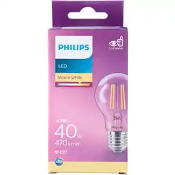 PLUS Philips LED filament bulb 40W E27 box aanbieding