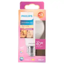 PLUS Philips LED 40W peer E27 mat dimbaar aanbieding