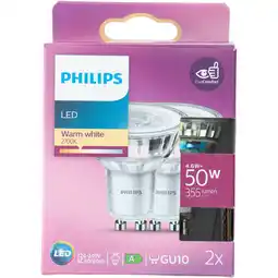 PLUS Philips LED 50W spot GU10 niet dimbaar aanbieding