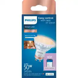 PLUS Philips Smart LED 50W GU10 wit- tot blauwtint aanbieding